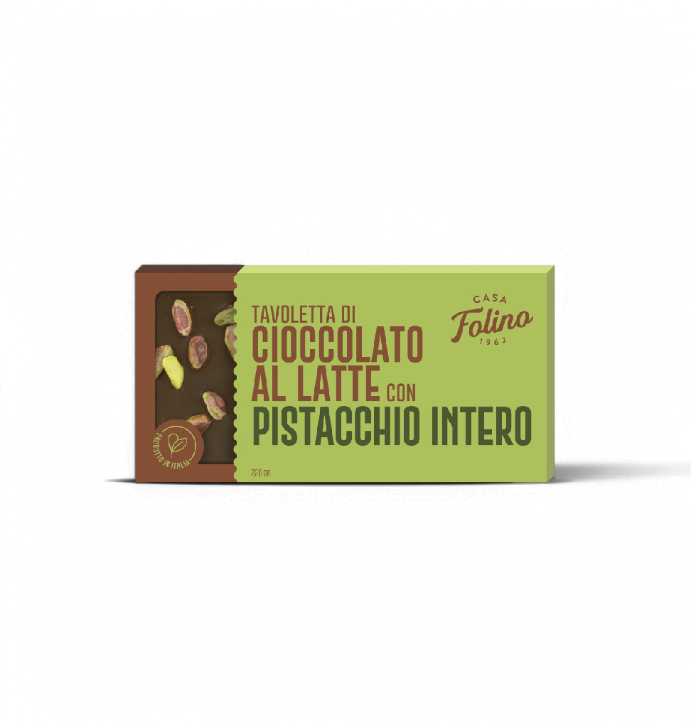 Milk Chocolate Bar with Whole Pistachios 120gr